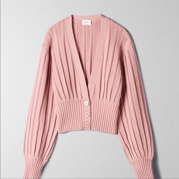 Aritzia Wilfred Plunge Front Cardigan Poetic Pink - Picture 2 of 6